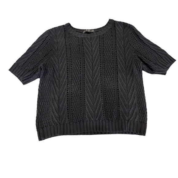 SANCTUARY Open Stitch Crewneck Black Sweater, Size Medium - Picture 12 of 14